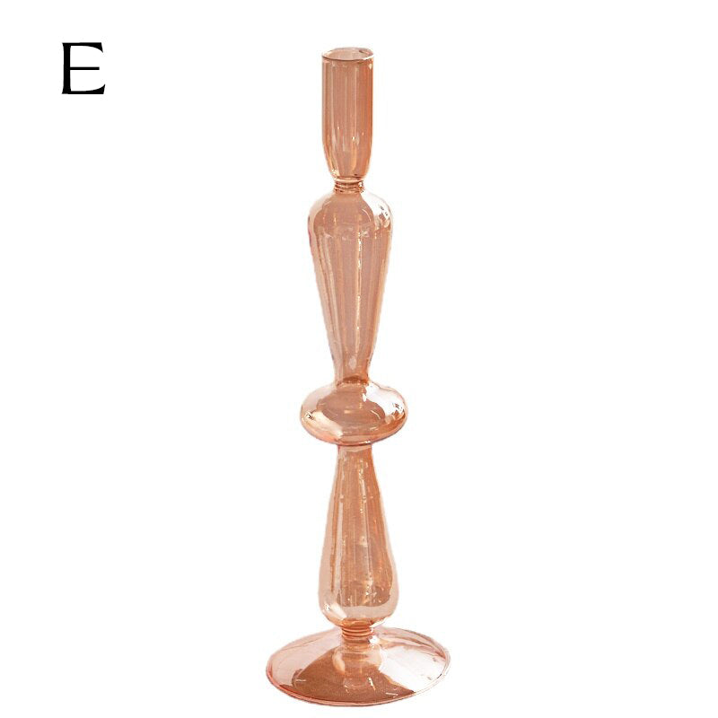Ribbed Glass Candle Holders - Amber | Bowlift