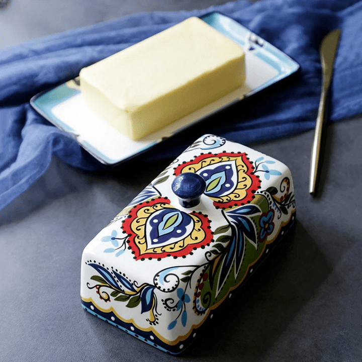 BowLift | Hand-painted butter board with floral pattern