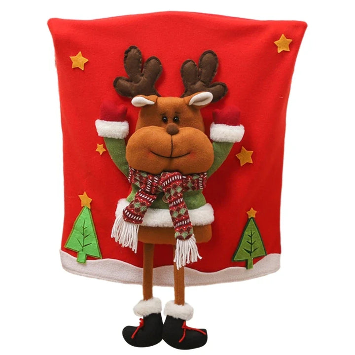 BowLift | Jolivine | Christmas Chair Cover | Santa, Snowman & Reindeer Design | Festive Chair Decoration for Christmas & New Year | Soft & Washable