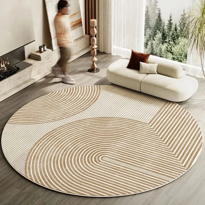 BowLift | Japanese Style Round Striped Rug Thick Washable with Non-Slip Backing