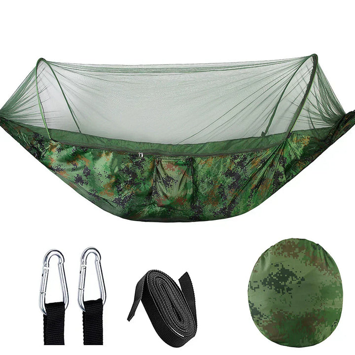 OutdoorRelax Hammock with Mosquito Net and Quick Release – 200 kg Load Capacity | Bowlift