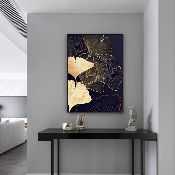 Abstract Botanical Tropical Blue Aubergine Floral Wall Art Fine Art Canvas Prints Pictures For Living Room Bedroom Hotel Room Decor | Bowlift