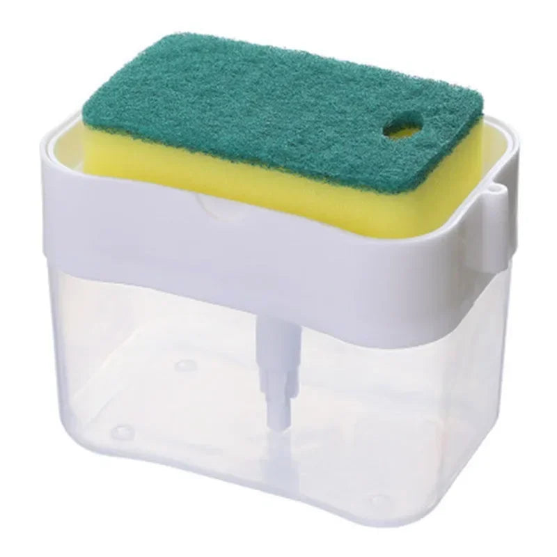 Kitchen soap dispenser with sponge holder | Push-type Bowlift