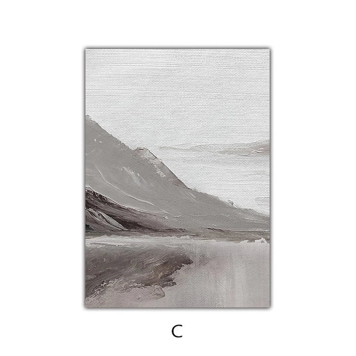 Abstract Gray Mountain Landscape Wall Art Fine Art Canvas Prints Pictures For Modern Apartment Living Room Dining Room Art Decor | Bowlift
