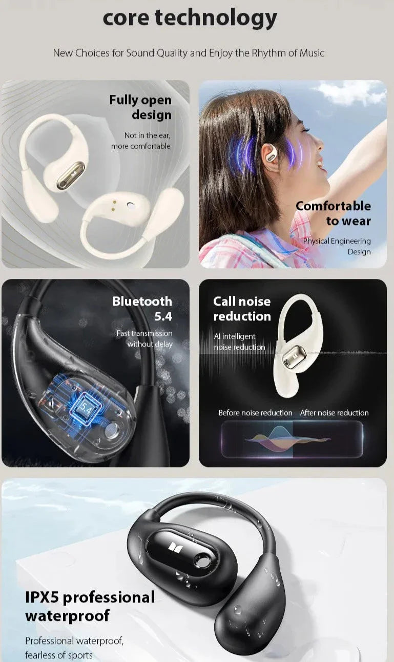 BowLift | Bone Conduction Bluetooth Touch Control Earbuds
