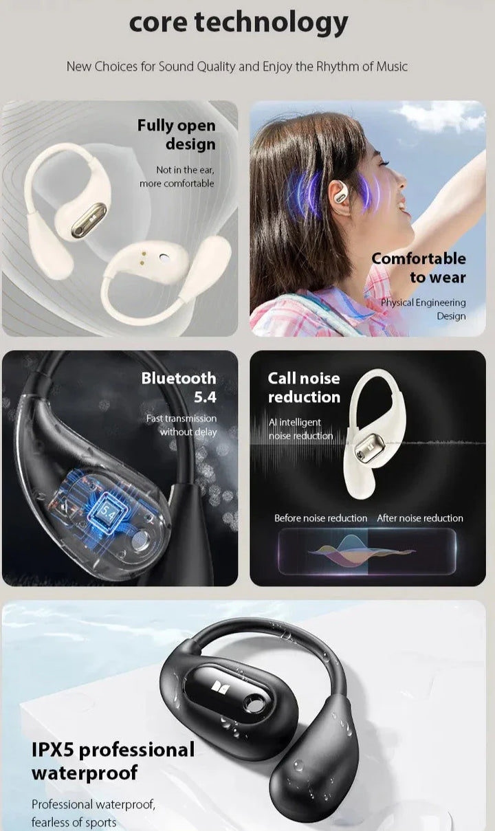 BowLift | Bone Conduction Bluetooth Touch Control Earbuds