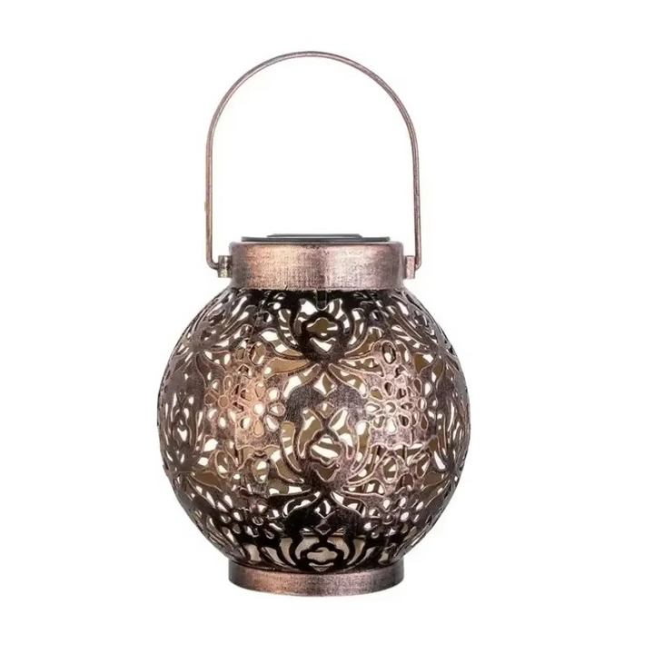 BowLift | Outdoor Solar LED Lantern Light with Hollow Wrought Iron Design for Garden and Yard Decoration