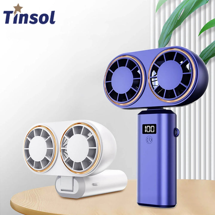 BowLift | AerisCool Handheld Fan Double-Cooler | 5-Stage Cooling | Rechargeable & Digital Display
