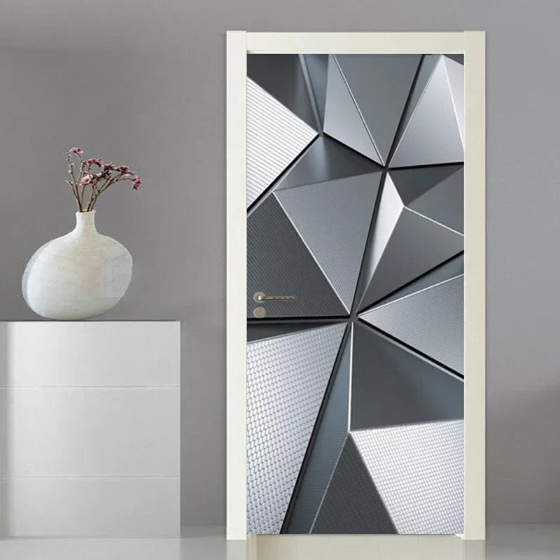 Modern Abstract Pearl Geometric Door Sticker Mural Removable PVC Vinyl Peel N Stick Wall Art Mural Decal For Interior Doors Creative DIY Home Decor | Bowlift