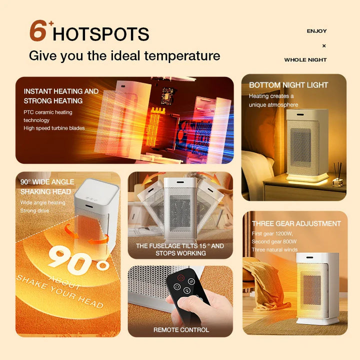 BowLift | Wearable Ceramic Electric Heater with PTC and Night Light