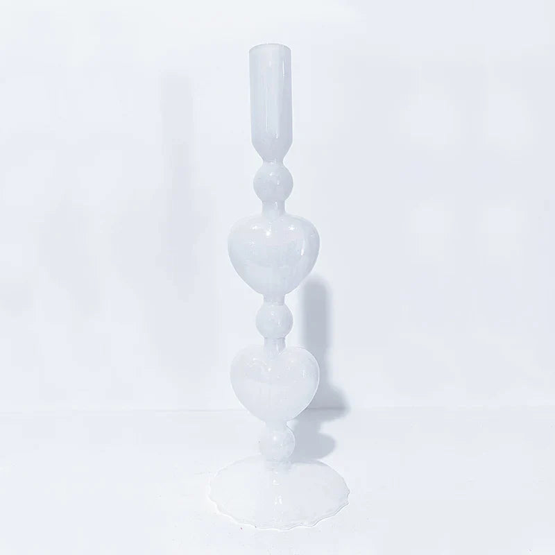 BowLift | Retro Taper Candle Holder Red Heart Shape Glass Candle Holder Wedding Table Decoration Home Party Glass Vase Decor