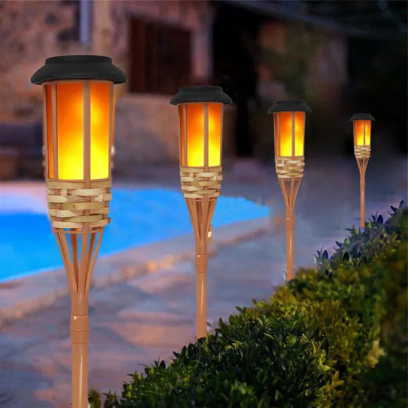 BowLift | Solar Torch 5-Piece Set | Flame Effect LED Garden Lights | Solar Powered | Decorative Light for Outdoors