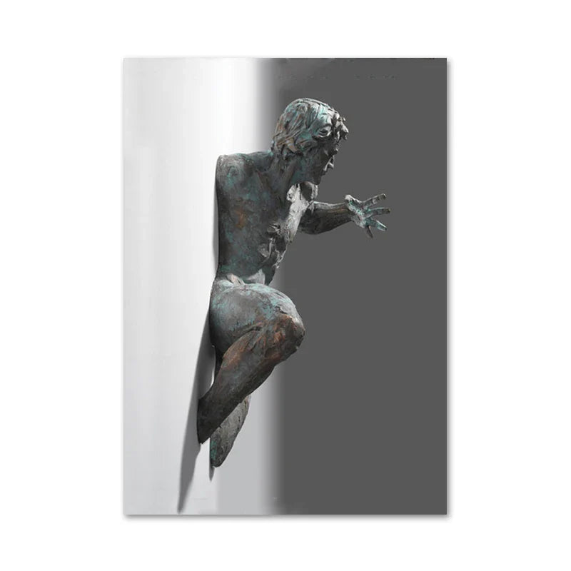 Modern Urban Abstract Iron Statue Wall Art Fine Art Canvas Prints 3d Visualization Figure Art Pictures For Minimalist Apartment Wall Decor | Bowlift