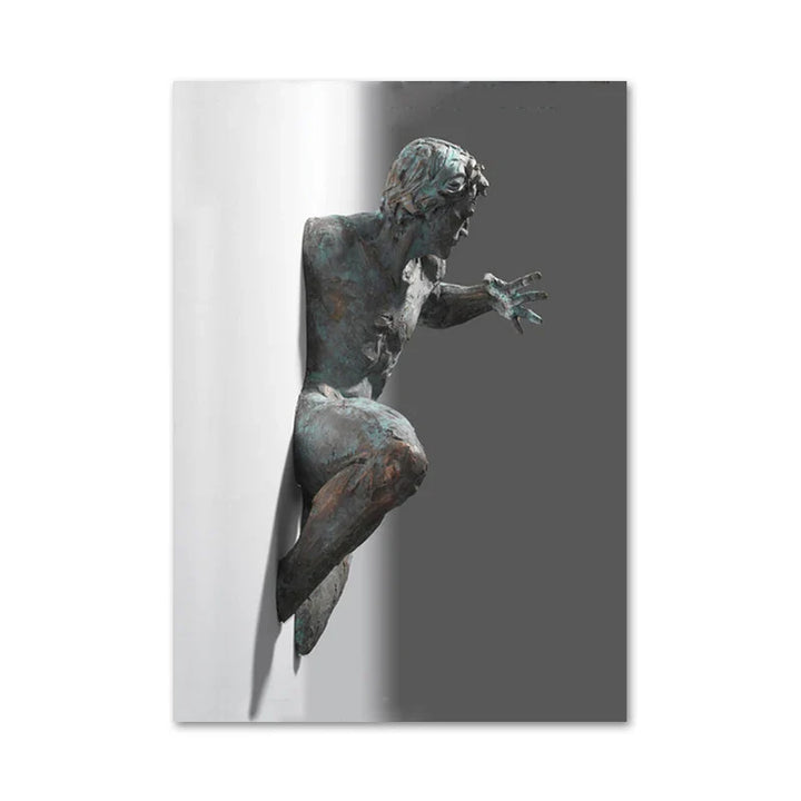Modern Urban Abstract Iron Statue Wall Art Fine Art Canvas Prints 3d Visualization Figure Art Pictures For Minimalist Apartment Wall Decor | Bowlift
