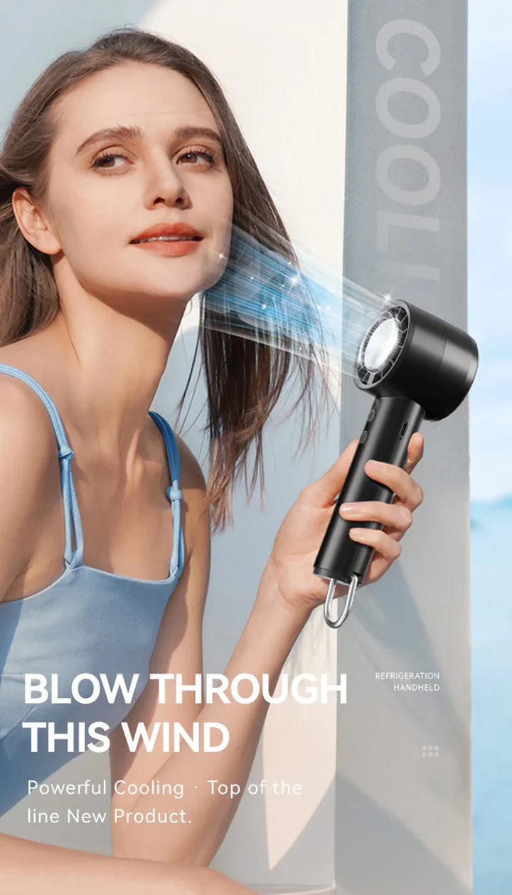 Silent High-Speed USB Handheld Fan – Portable Small Fan with LED Display, High Wind Power, and Cooling Air Conditioner Function | Bowlift