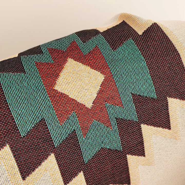 BowLift | AztecaLoom Boho Blanket | XXL Aztec Throw with Fringes | Southwestern Ethno Style | Vintage Throw Blanket made of Cotton Blend