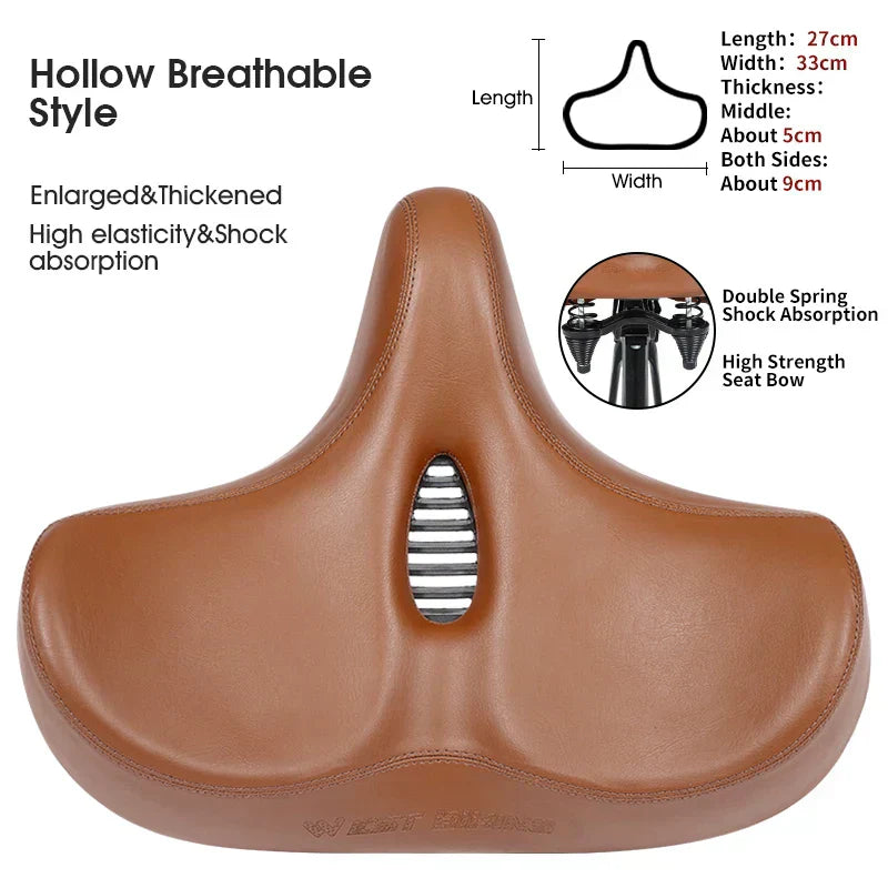 BowLift | Wide Ergonomic Bike Saddle – Comfortable Saddle with Shock Absorption for City and Mountain Bikes
