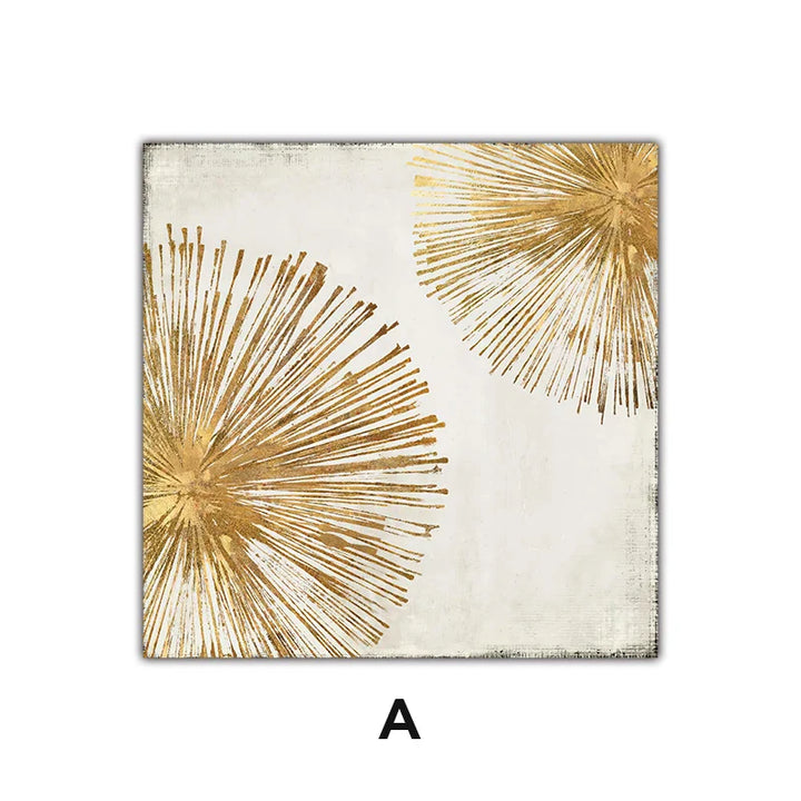 Golden Radial Circular Abstract Wall Art Fine Art Canvas Prints Posters Pictures For Living Room Dining Room Bedroom Art Decor | Bowlift