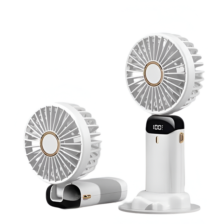 BowLift | Rechargeable Handheld Mini Fan | 5-Speed, 90-Degree Adjustable & Quiet for Office, Home & Outdoor Use