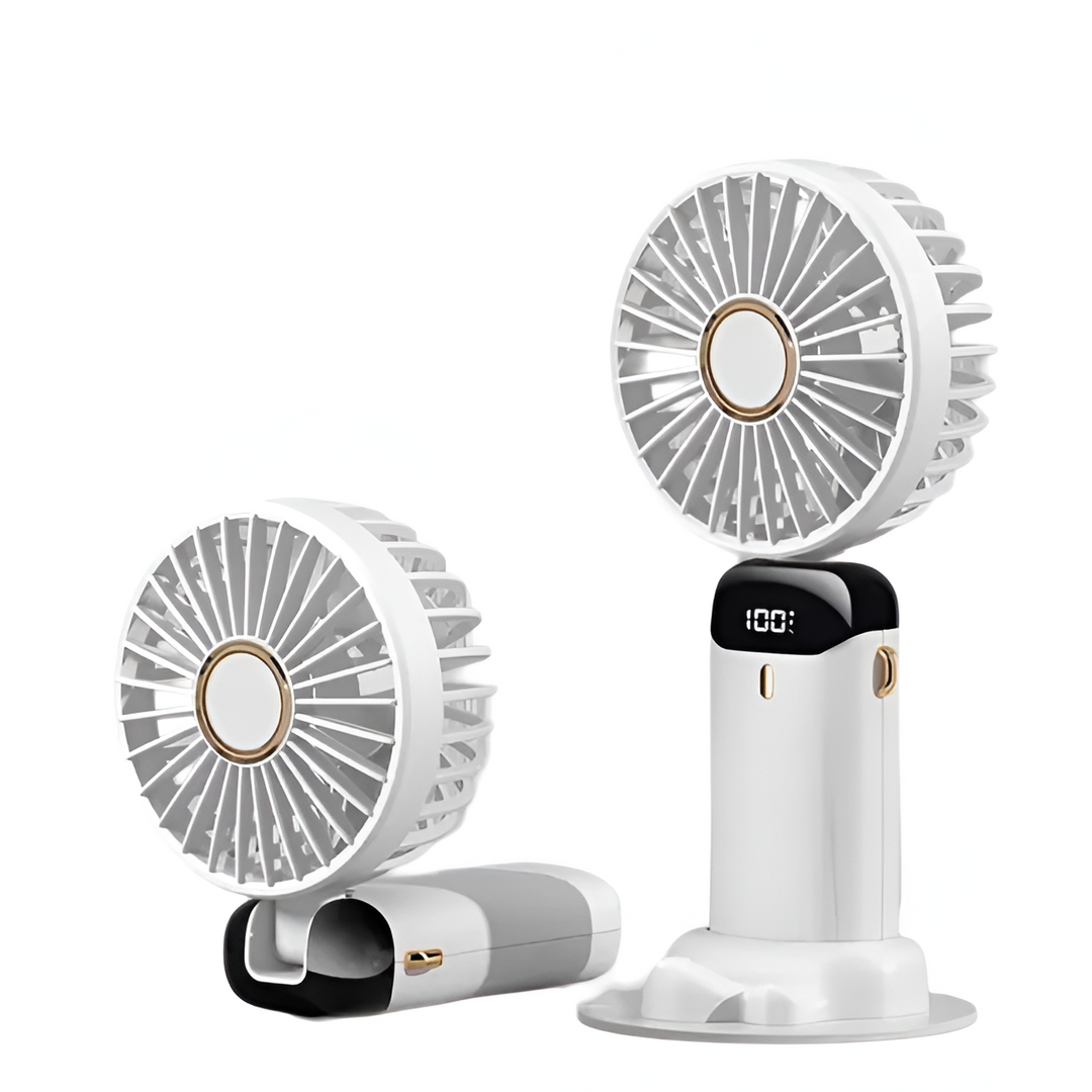 Rechargeable Handheld Mini Fan | 5-Speed, 90-Degree Adjustable & Quiet for Office, Home & Outdoor Use | Bowlift