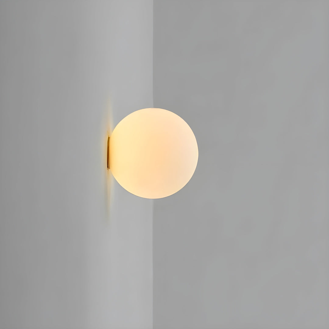 GlasAura Wall Lamp with Matte Glass Ball and Metal Base | Bowlift