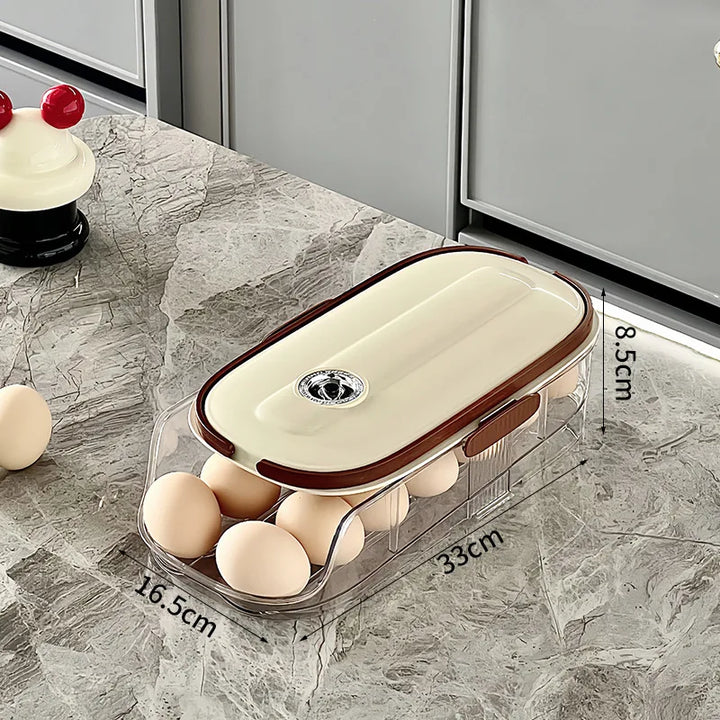 BowLift | RollEgg Max | Automatic Egg Holder for the Refrigerator | Stackable Egg Organizer Made of Clear Plastic