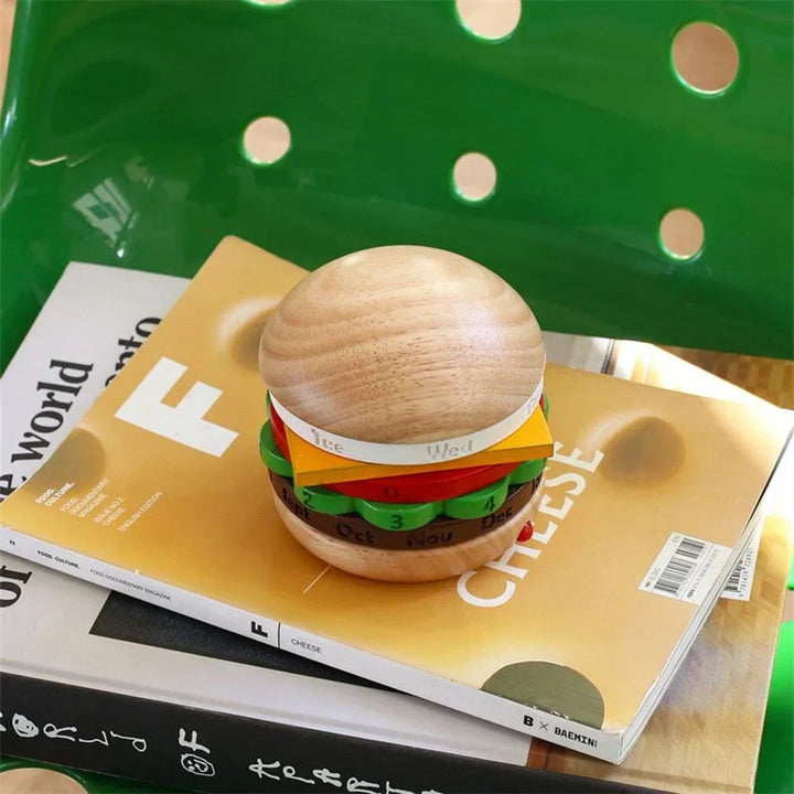 Rotating Wooden Hamburger Decorative Calender | Bowlift