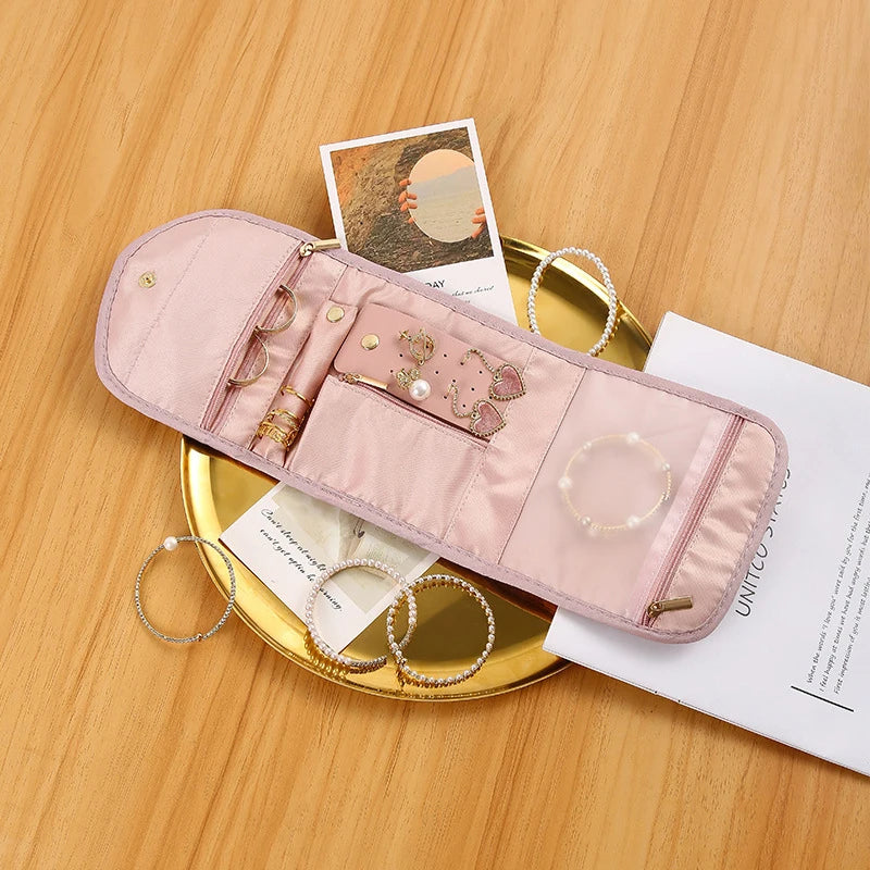 BowLift | Jewelry bag Velmora Roll | Foldable & Space-saving | For Travel & Home | Velvet look in 3 colors