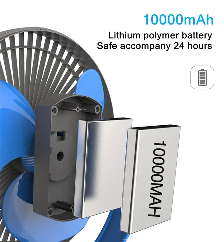BowLift | Portable USB Rechargeable Fan with 10000mAh Battery & Clip – Zephyr