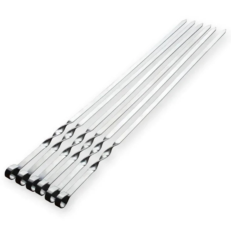 BowLift | GrillMaster Pro Grill Skewers | Extra Long Stainless Steel Skewers with Wooden Handle | Set of 6