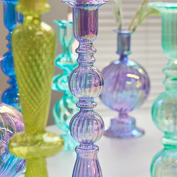 Ribbed Glass Candleholders - Mermaid | Bowlift