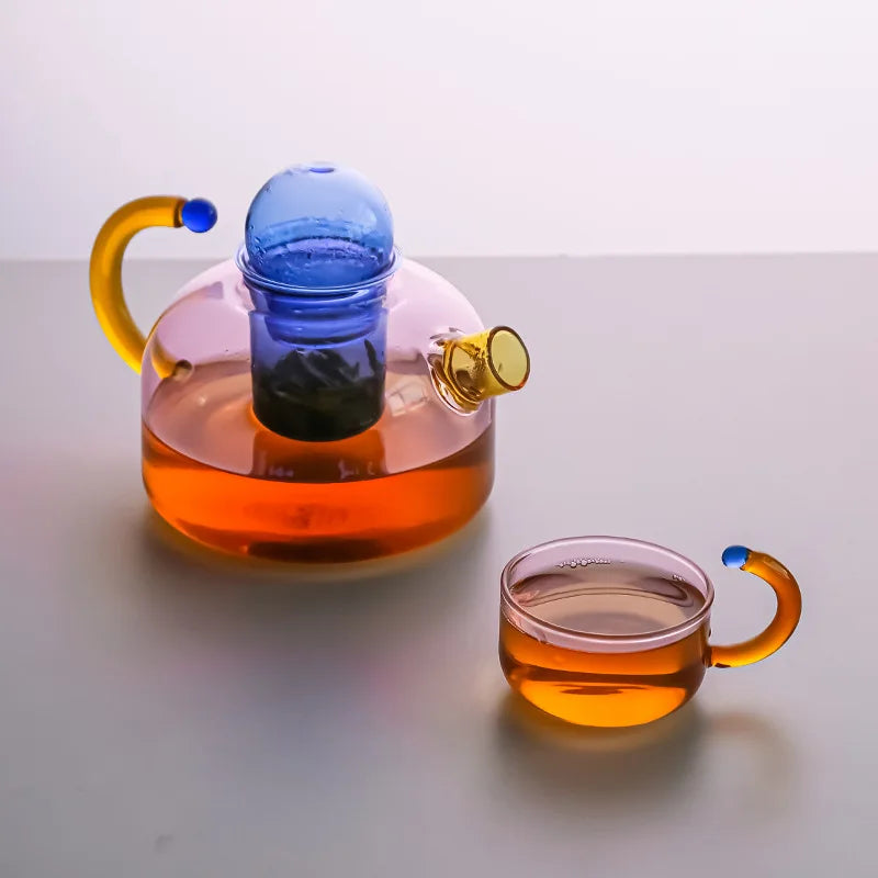 BowLift | Contrasting Color Glass Tea Set