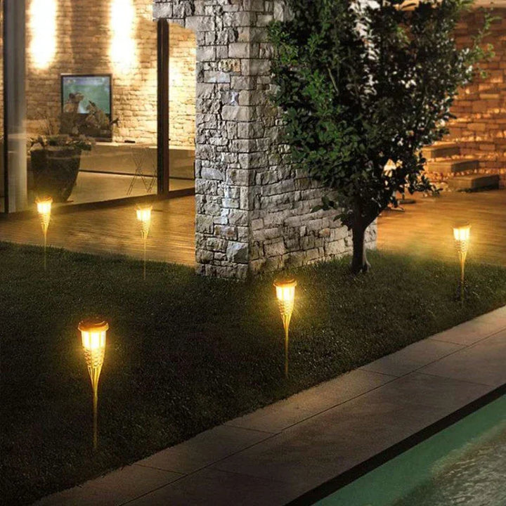 BowLift | Solar Torch 5-Piece Set | Flame Effect LED Garden Lights | Solar Powered | Decorative Light for Outdoors