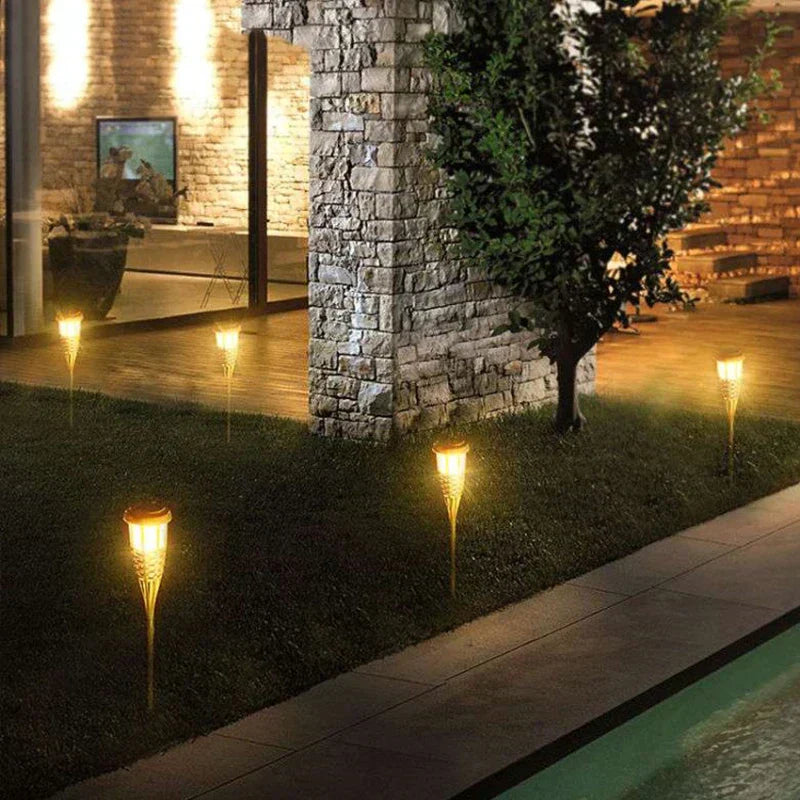 BowLift | Solar Torch 5-piece Set | Flame Look LED Garden Lights | Solar Powered | Decorative Light for Outdoor