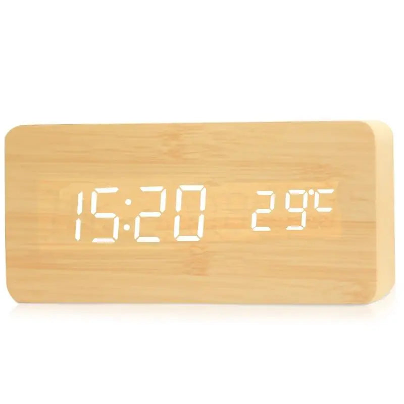 Digital LED wooden clock with temperature display, alarm function and modern design – Perfect for bedroom or office, energy-saving and stylish | Bowlift