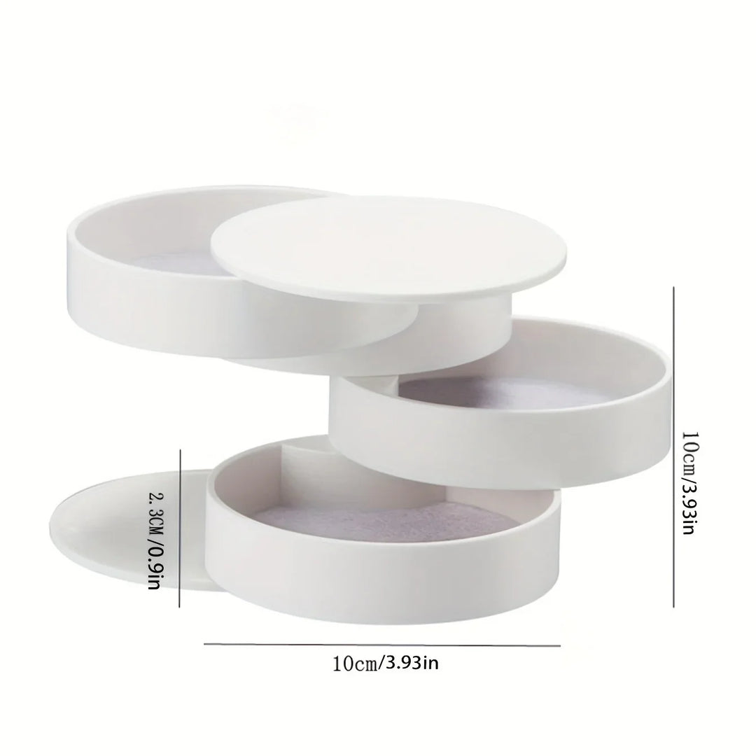 BowLift | Velvira Jewelry Box Rotatable | 5 Levels with Lid | Dustproof & Compact | For Jewelry, Hair Accessories & Makeup