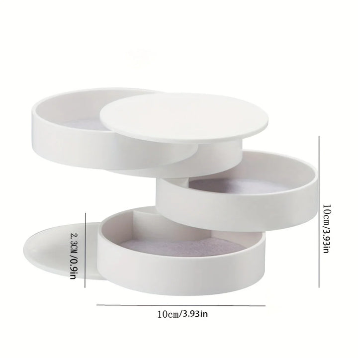 BowLift | Velvira Jewelry Box Rotatable | 5 Levels with Lid | Dustproof & Compact | For Jewelry, Hair Accessories & Makeup