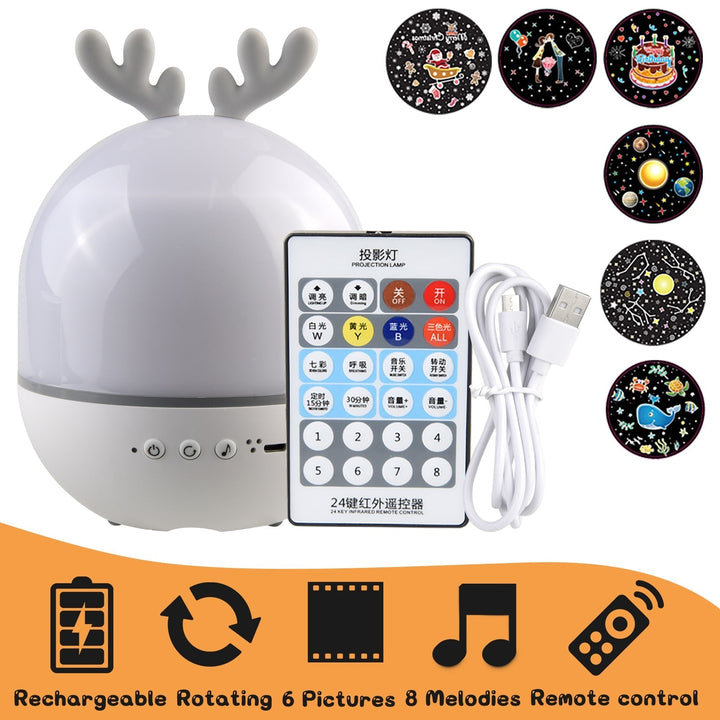 BowLift | Rotating Deer Music Star Projector Night Lamp
