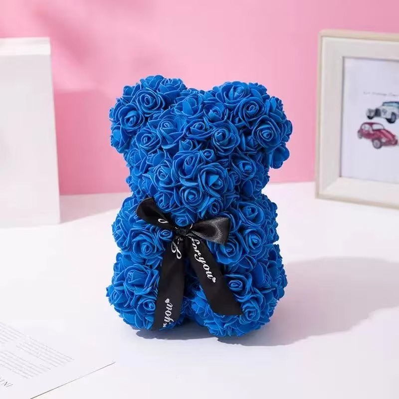 BowLift | 9.8in Artificial Rose Teddy Bear Gift with Display Box - Romantic Anniversary or Valentine's Day Decor