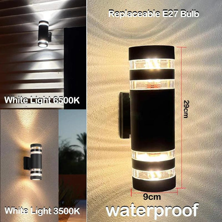 BowLift | LumiBloc LED outdoor wall light | Up & Down effect | E27 socket | IP65 waterproof | Modern design for garden & balcony