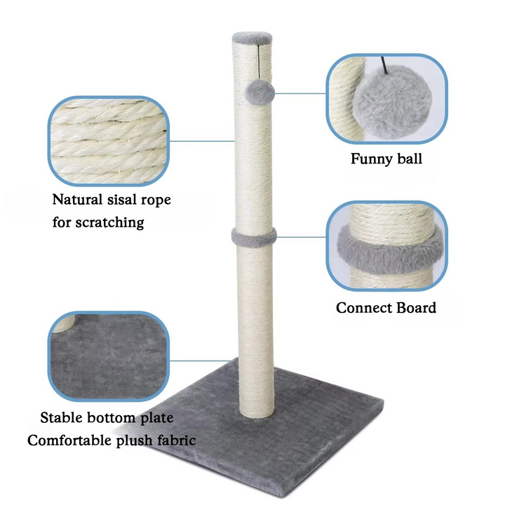 BowLift | Tall Sisal Cat Scratching Post with Dangling Ball for Indoor Cats and Kittens