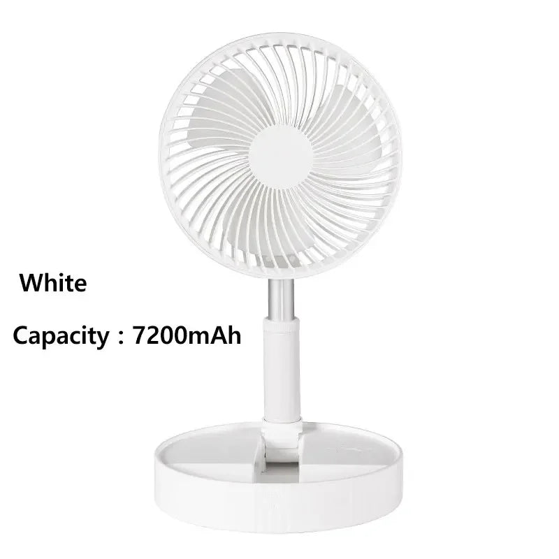 7200mAh USB Rechargeable Portable Folding Fan Floor Low Noise Fan for Outdoor Home Wireless Fan 4 Speed Camping Portable Fan | Bowlift