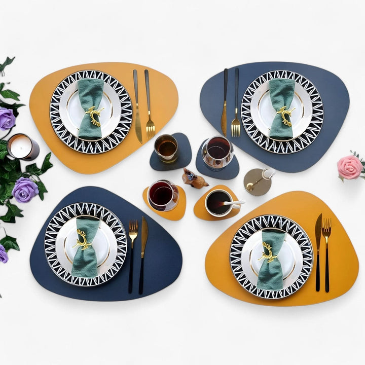 BowLift | Reversible Waterproof Faux Leather Dining Table Placemat Set