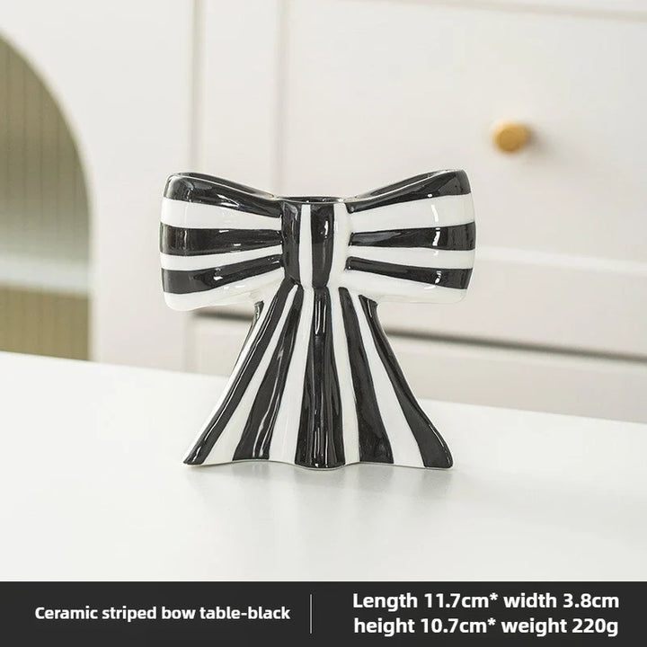 Classic Striped Bow Ceramic Candle Holder | Bowlift