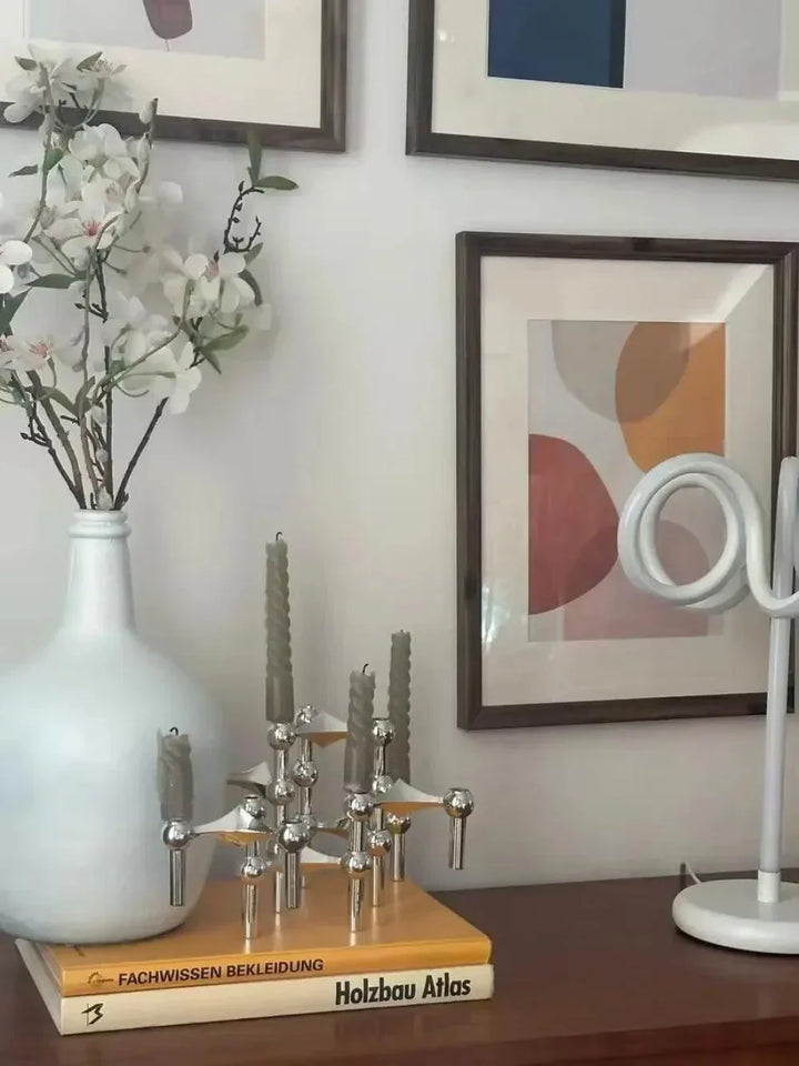 BowLift | Modern Molecular Metal Candle Holder – Nordic-Style Silver Candle Stand for Elegant Home Decor