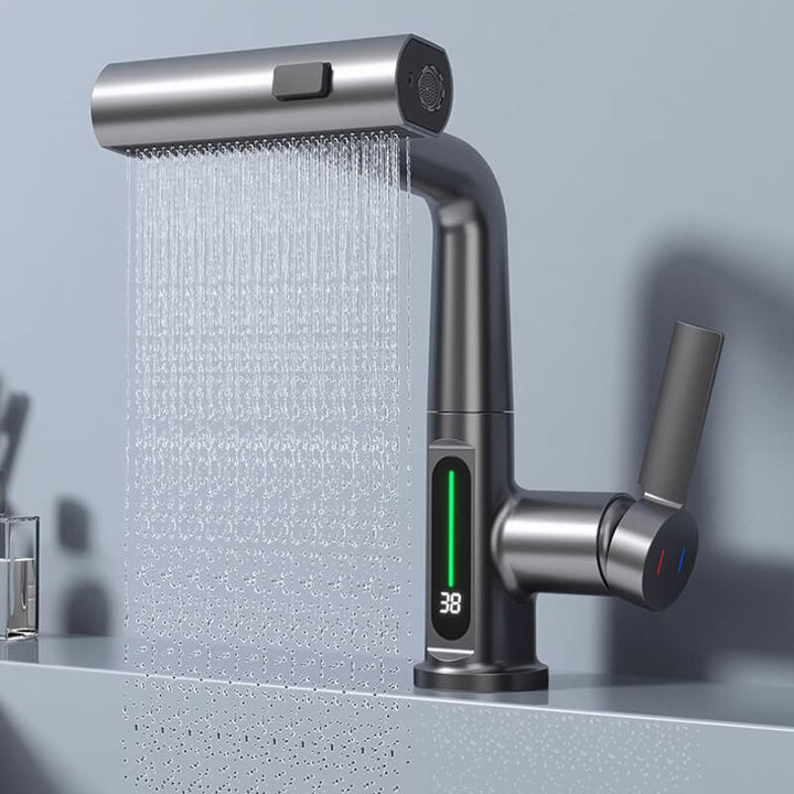 BowLift | WaterMaster Flexible LED Kitchen & Bathroom Faucet – 360° Swivel, Pull-Out Hose & 5 Spray Modes