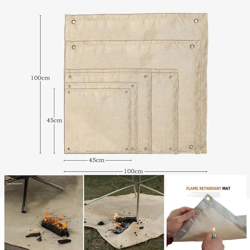 BowLift | CampVita Fire Protection Camping Mat | Heat Resistant & Fireproof | Ideal for Grill & Campfire | Fiberglass Beige