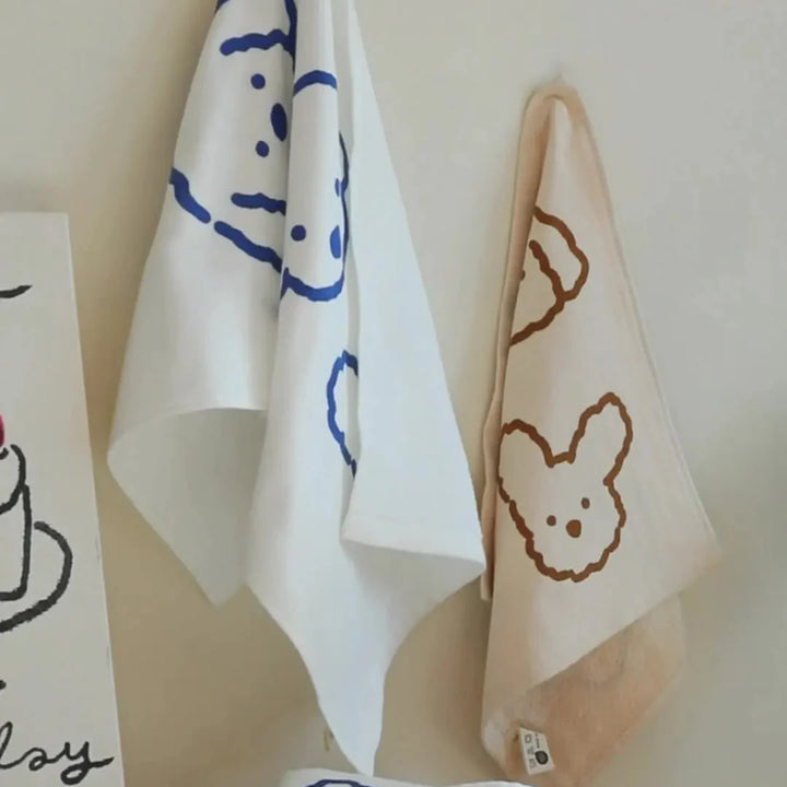 Puppy Illustration Cotton Towel – Cute & Soft Face Towel | Bowlift