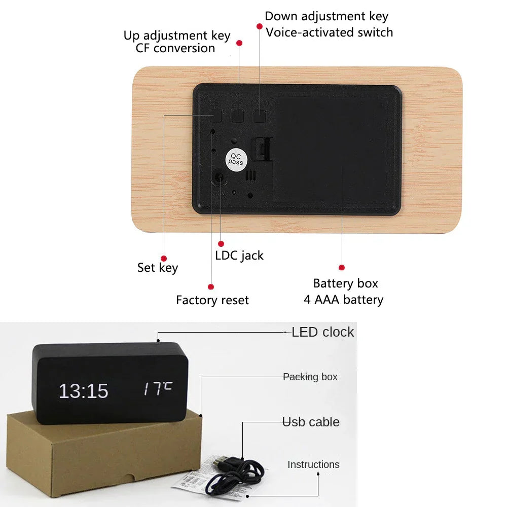 BowLift | Wood LED Smart Alarm Clock for Bedroom