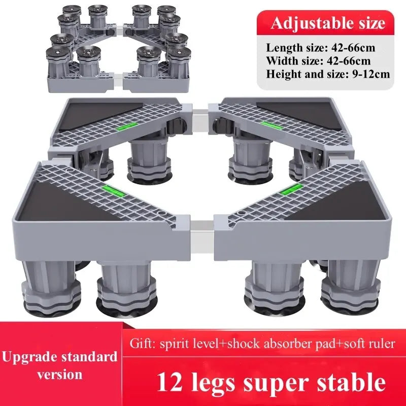 BowLift | Stabilova Adjustable Roll Base for Washing Machine & Refrigerator | With 4 Double Wheels & Shock Absorption | Height Adjustable & Load-Bearing